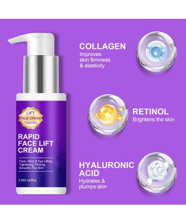 Instant Face Lift Cream with Collagen Retinol Hyaluronic Acid Temporary Skin Tightening Cream for Face Neck & Eye Smooths Fine Lines Firming Lifting Moisturizing Formula 2.82 oz (80g) - Buy Online on GoSupps.com