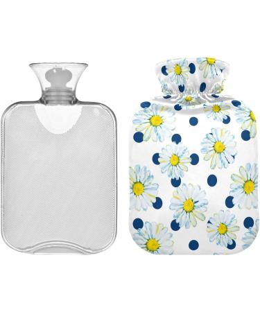 Naanle 2L Hot Water Bottle with Polka Dots & Daisy Cover - Large Hot Water Bottle for Menstrual Cramps Pain Relief Hand & Foot Heat Therapy - Buy Online on GoSupps.com