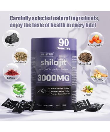Pure Himalayan Shilajit Gummies for Men & Women - 100% Natural & Organic | 85+ Trace Minerals & Fulvic Acid | 90 Count | Individually Packaged 90 Count (Pack of 1) - Buy Online on GoSupps.com