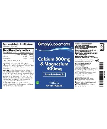 Calcium 800mg & Magnesium 400mg Tablets for Bone Health and Muscle Function - 120ct - Buy Online on GoSupps.com
