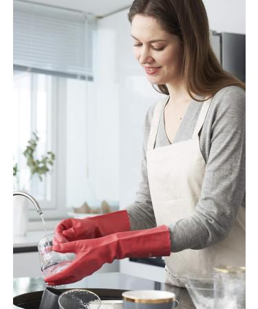 Lanon Wahoo 3 Pair Reusable Household Gloves - Skin-Friendly Cotton Lined Kitchen & Cleaning Gloves - Red Size L - Buy Online on GoSupps.com