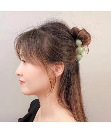 3 Pack Green Pearl Hair Claw Clips - Non-slip Hair Jaw Clips Set for Women and Girls - Decorative Hair Accessories in Big Medium Small Sizes - Green - Buy Online on GoSupps.com