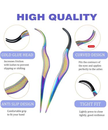 2-Pack Eyelash Applicator Tool Set with Pink Holster - DIY Cluster Lash Tweezers for Extension, Removal, and Application - Buy Online on GoSupps.com