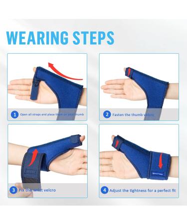 Thumb Brace Shellvcase Reversible Thumb & Wrist Stabilizer Splint for Pain Relief - Blue (Right/Left Hand) | For Arthritis, Tendonitis, Carpal Tunnel - Men & Women - Buy Online on GoSupps.com