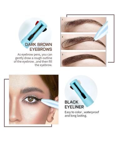 DAGEDA 4-in-1 Makeup Pen - Waterproof Eyebrow Pencil, Eyeliner, Lip Liner & Highlighter in Blue-B | Multi-function Beauty Pencil for Eyes, Lips, and Face - Buy Online on GoSupps.com