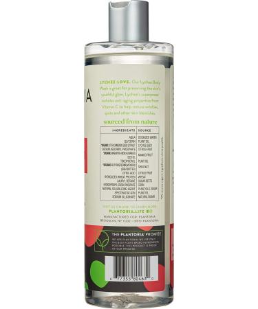 Plantoria Lychee Body Wash - Vegan Organic Anti Aging Skin Care with Deionized Water, Mango & Shea Butter - Rich in Vitamin C - Buy Online on GoSupps.com