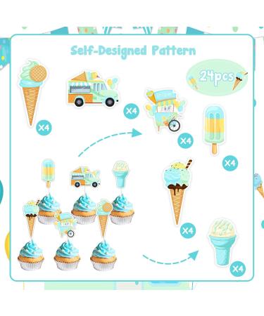 Cheereveal 24 Pieces Ice Cream Cupcake Toppers 6 Shapes Blue Ice Cream Cupcake Picks Hawaii/Sweet Summer Theme Baby Shower Birthday Party Cake Decorations Supplies - Buy Online on GoSupps.com