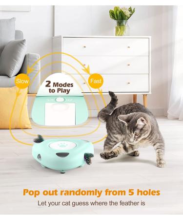 Pawaboo Interactive Cat Toy with 3 Replacement Rotating Feathers - Automatic Electronic Teaser Toy for Indoor Cats in Lake Blue - Buy Online on GoSupps.com