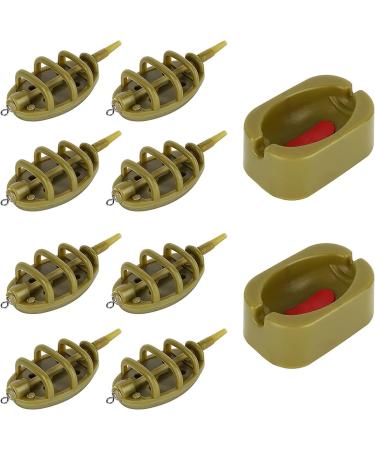 Earring 8 pieces of method of method feeder fishing inline feeder set carp fishing feeder plastic inline carp feeder set with bait shape carp fishing accessories 15/25/5g