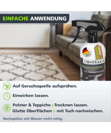 Coverax Bio Smell Remover - Enzyme Cleaner & Odor Neutralizer for Cat & Dog Urine Tough Smells | 500ml Spray for Couch Carpet & Car - Buy Online on GoSupps.com