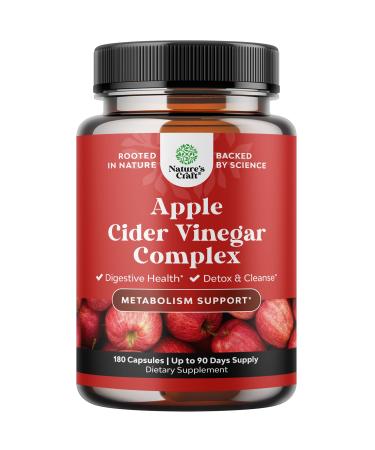 Cleansing Apple Cider Vinegar Capsules - ACV Deep Cleanse and Detox Pills for Gut and Digestive Health with Slimming Cayenne - Extra Strength ACV for Hunger Gut Cleanse and Full Body Detox 180 Count 180 Count (Pack of 1)