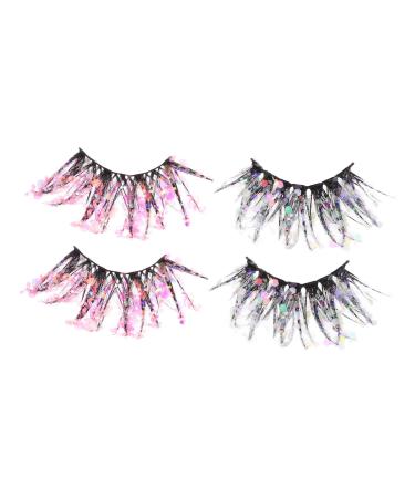 minkissy 2 Pairs Fake Eyelashes Christmas Eyelashes Colored Lash 3d False Lash Cosmetic Fake Lashes Glitter Eyelashes False Makeup Eyelashes Fake Lashes Natural Extend Fiber Miss Fluffy