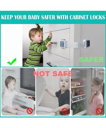 6-Pack FANYAQIN Child Safety Cabinet Locks with Double Lock System - Adjustable Strap for Cabinets, Drawers, Refrigerator, Oven, Toilet - Buy Online on GoSupps.com