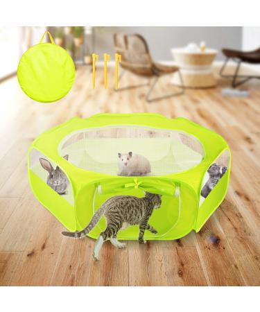 Pet Playpen for Small Animals, Jhua Portable Small Animal Pet Playpen with Zippered Cover Foldable Pet Cage Tent Breathable Waterproof Pop up Pet Fence for Guinea Pig Kitten Hamster Rabbit Chinchillas Light Green