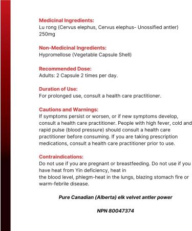 Nutridom Velvet Elk Antler 250mg 100% Canadian Freeze-Dried Non-GMO NO Additives Gluten Free Made in Canada (30 Veggie Capsules) - Buy Online on GoSupps.com