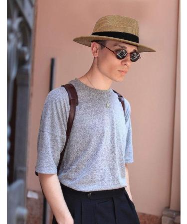 MAYLISACC Men's Wide Brim Panama Straw Sun Hat | UPF50 Sun Protection Beach Fedora - Khaki Medium - Buy Online on GoSupps.com