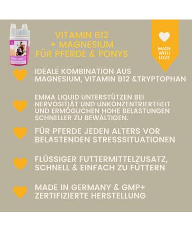 Emma Magnesium Horse Paste - 1L & 2x30ml | Calming & Relaxation for Nervous Horses | Anti-Stress & Tryptophan Formula - Buy Online on GoSupps.com