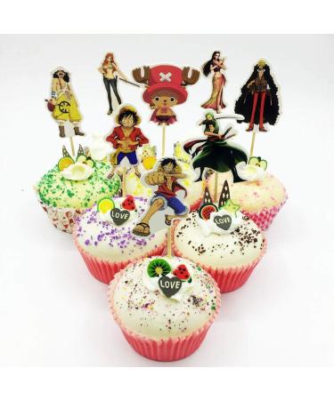 KBN 24pc Japanese Anime One Piece Cartoon Cake Cupcake Toppers