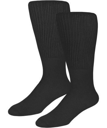 Extra Wide Diabetic Socks - 2 Pairs of Mid/Over The Calf Medical Swollen Feet Socks in Black - Buy Online on GoSupps.com