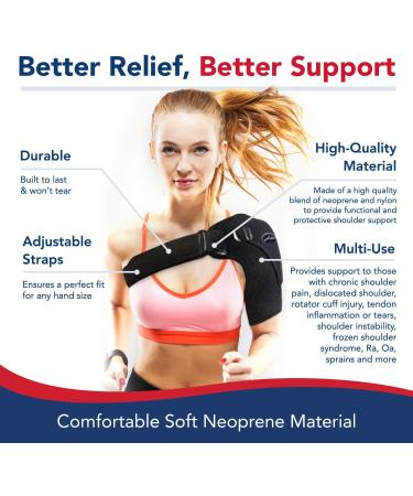 Doctor Developed Shoulder Brace for Pain Relief & Recovery | Left/Right Durable Shoulder Brace for Men & Women | Torn Rotator Cuff Support with Handbook (Black - Buy Online on GoSupps.com