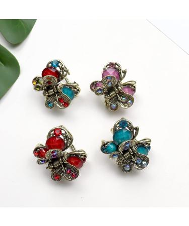 Kavya Small Crystal Butterfly Hair Clips - Vintage Slipproof Metal Mini Hair Grippers for Women & Girls (4 PCs) - Retro Hair Jewelry Accessories - Buy Online on GoSupps.com
