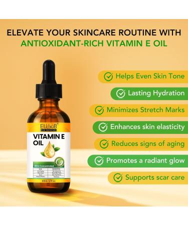 ELBBUB Huile de vitamine E 75 000 UI hydratation ultra concentr e r duction des cicatrices et des vergetures soin hydratant pour le visage le corps les cheveux et les ongles - Buy Online on GoSupps.com