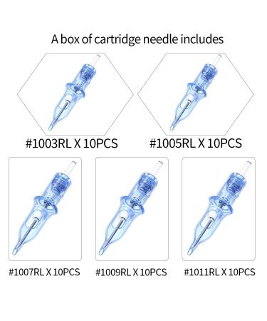 50PCS Mixed-pack Tattoo Cartridge Needles - #1003RL+05RL+07RL+09RL+11RL - 10Pcs Each - Disposable Round Liner #10 RL - Buy Online on GoSupps.com