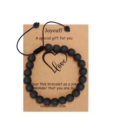 JoycuFF Bf Matching Braclets With Your Bf And Gf Beaded Bracelets For Women Men Lovers Best Friends Connecting Bracelets Eternal Love Gift For Anniversary Valentines Day Christmas Single bracelet: Black Lava