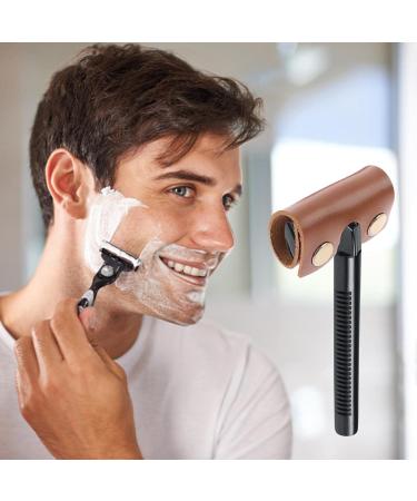 PU Leather Razor Protective Cover - Portable & Durable Knife Protection with Safe Button Lock | Travel Essential | 85 x Duhe189014 Brown - Buy Online on GoSupps.com