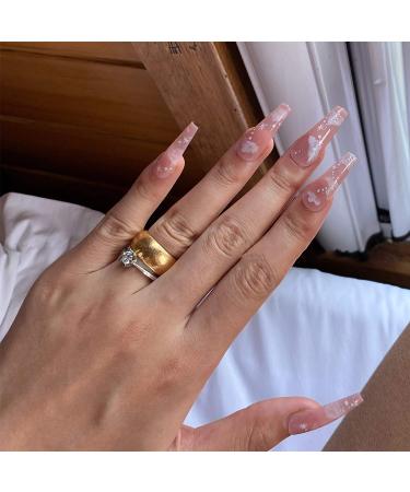 24pcs Cloud False Nails - Long Coffin Fake Nails in Nude | DIY Nail Art Tips for Women & Girls - Buy Online on GoSupps.com