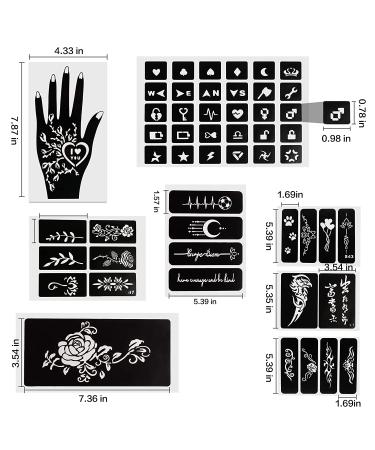 Qullue Henna Tattoo Stencils Kit II - Self-Adhesive Hand Mold for Women, Girls, and Teens - DIY Body Art Stencils with Flowers and Motifs - Buy Online on GoSupps.com