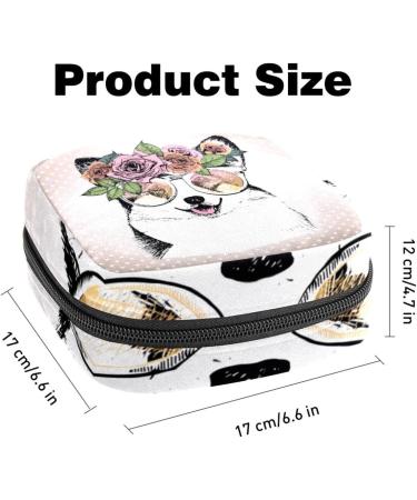 Women's Hand-Drawn Corgi Binding-Up Bags | Portable Menstrual Pocket Storage for Tampons & More | Multicolored Flower Design - Buy Online on GoSupps.com