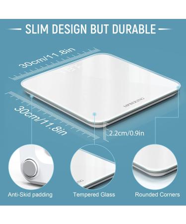 MPBEKING Bluetooth Digital Bathroom Scale - High Accuracy, Easy-to-Read Backlit Display, Round Corner Design - 400 lb Capacity - White - Buy Online on GoSupps.com