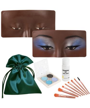 Makeup Practice Face 3D Makeup Practice Face Board Realistic Face Painting Practice Board Makeup Practice Model with Eye Shadow Makeup Brushes (Black)