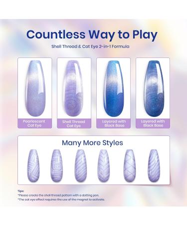 Beetles Cat Eye Gel Nail Polish - Glowing Charm 15ml | Blue Purple White Pearl Chrome | Soak Off UV LED | Perfect Gift for Her - Buy Online on GoSupps.com