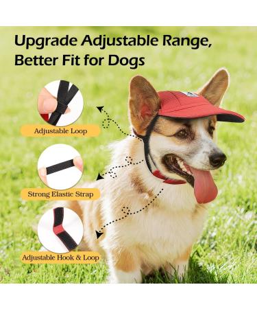Pawaboo Dog Baseball Caps | Adjustable Pet Hats with Ear Holes | Sun Protection for Small Medium & Large Dogs | Red Dog Costume Outfit - Buy Online on GoSupps.com