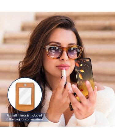 Travel Lipstick Organizer Case - Portable Makeup Bag with Mirror | Autumn Leaves Design | Perfect for On-the-Go Beauty - Buy Online on GoSupps.com