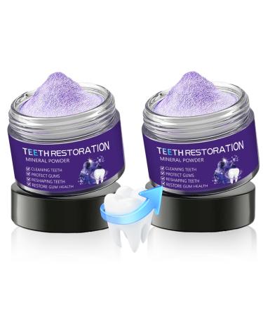 2pcs Teeth Restoration Mineral Powder - Restoration Mineral Tooth Powder Toothpaste Effective in Strengthening Teeth and Gums Stain Removal Protect Gums and Freshen Breath (50g) 1.77 Ounce (Pack of 2)
