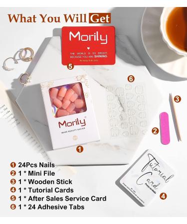 Morily Solid Pink Short Square Press on Nails - 24Pcs UV Finish Jelly Glossy Stick on False Nails for Women - Buy Online on GoSupps.com
