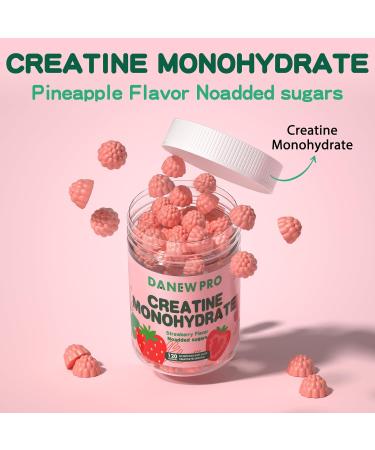 Creatine Monohydrate Gummies 5000mg - Muscle Strength & Energy Boost - Strawberry Flavor (120 Count) - Pre-Workout Supplement for Men & Women - Buy Online on GoSupps.com