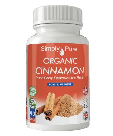 Simply Pure Organic Vegan Cinnamon Capsules x 90 500mg 100% Natural Soil Association Certified Gluten Free and GM Free