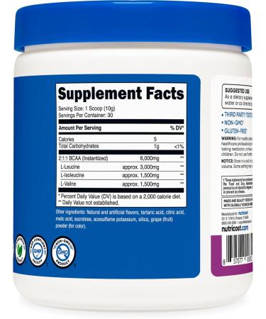Buy Nutricost BCAA Powder - Grape Flavor 30 Servings Optimal 2:1:1 Ratio Vegetarian & Non-GMO - International Shipping Available - Buy Online on GoSupps.com