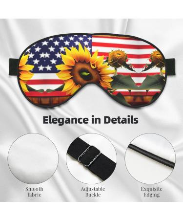 Sunflower & American Flag Unisex Sleep Mask - Double-Sided Eye Mask for Sound Sleep & Skin Care - Buy Online on GoSupps.com
