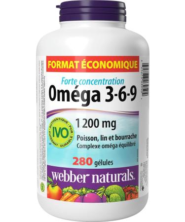 Webber Naturals Omega 3-6-9 1 200 mg Fish Oil 280 Softgels Supports Cardiovascular Health and Brain Function - Buy Online on GoSupps.com