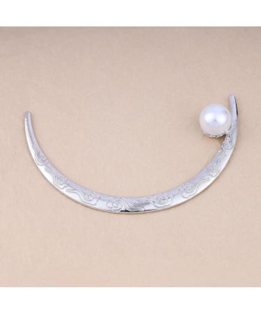 Aneneiceera Vintage Moon Hair Stick Pins Moon Pearl Hair Fork Metal Long Hair Pin Clips Silver Hair Bun Pearl Hair Holder Stick Minimalist Hair Accessories - Buy Online on GoSupps.com