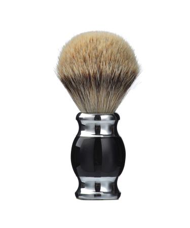 Je&Co 100% Silvertip Badger Hair Shaving Brush Handmade Shaving Brush with Fine Resin Handle and Stainless Steel Base (Black)