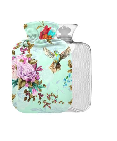 Hot Water Bottle with Cover Floral Pattern 2L for Pain Relief Headaches Neck and Shoulders