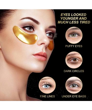 Valleylux 24K Gold Eye Pads 20 Pairs Anti-Aging Collagen & Hyaluronic Acid Masks for Dark Circles Puffiness & Wrinkle Reduction - Buy Online on GoSupps.com