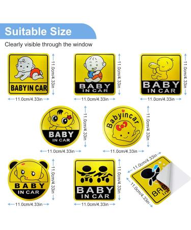Uraqt Baby on Board Shield - 8 Auto Reflective Baby On Board Magnets & Waterproof Vinyl Sticker (12.5cm Yellow) for Child Safety - Buy Online on GoSupps.com