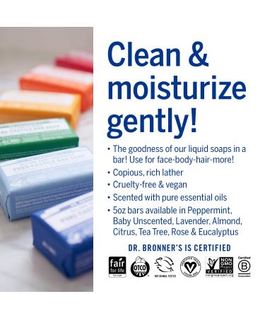 Dr. Bronner's Rose Pure-Castile Bar Soap - Organic Oil Blend - 5oz 12-Pack | Gentle, Moisturizing, Biodegradable, Vegan & Cruelty-Free - Buy Online on GoSupps.com